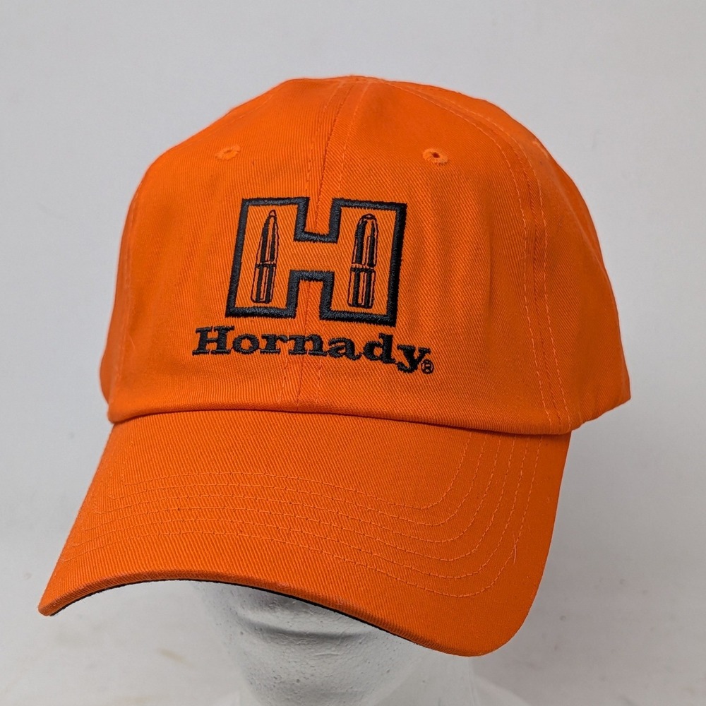 Hornady Blaze Orange Hunting Hat Adjustable Cotton Baseball Cap Logo Embroidered